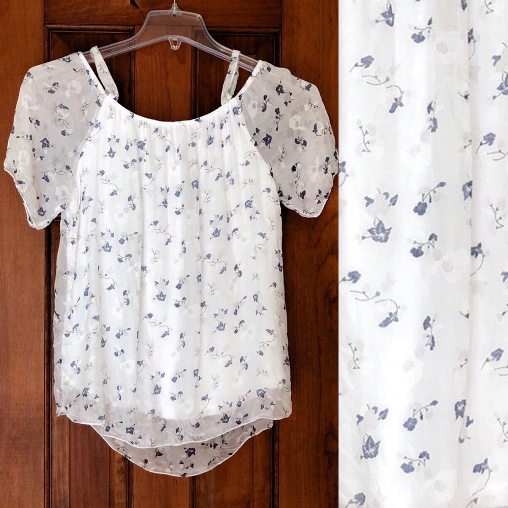 Giusy 100% silk white cold shoulder top